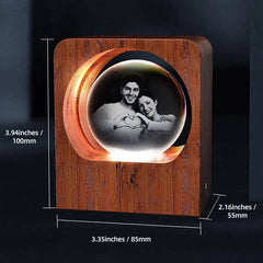 3D Crystal Photo LED Light Wooden Frame Ball PawCrystal